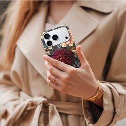 Vintage Stained Glass Floral Phone Case | Fits iPhone 17 Pro & 18 Pro