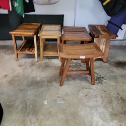 Finished Teak Wooden Shower Benches