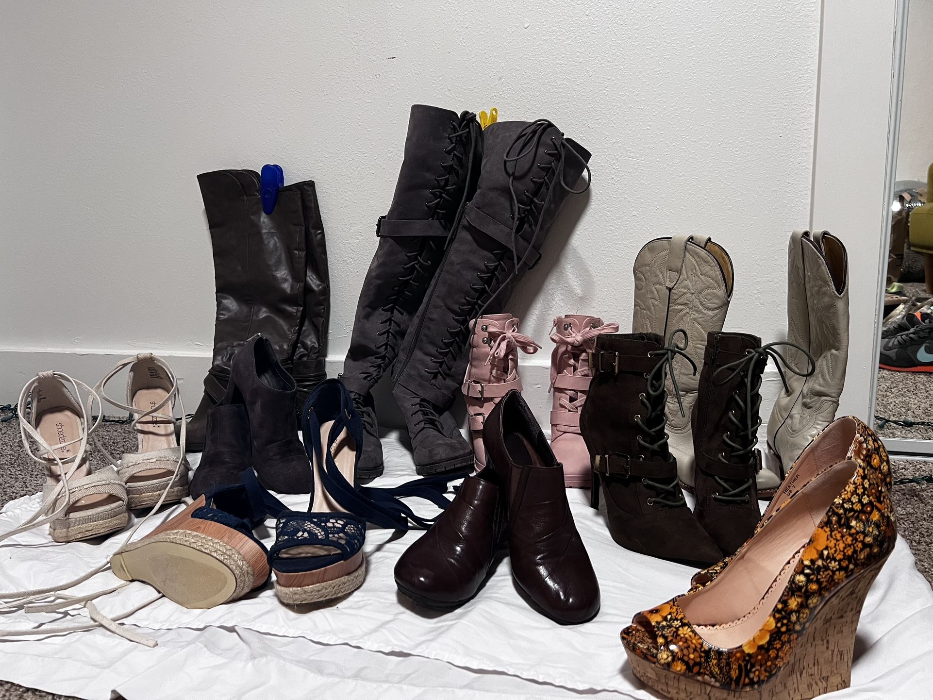 10 Pairs Work Shoes, Platforms, Boots Can Sell Individually