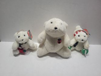 Coca Cola 1997 Plush Bear  Ornaments & 1993 Coca Cola Plar Bear Plush