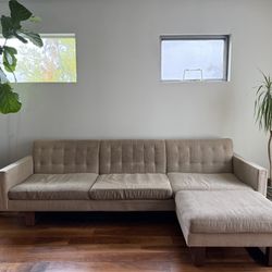 Room & Board Beige Sofa + Ottoman (Modular Chaise) — Solid, Modern