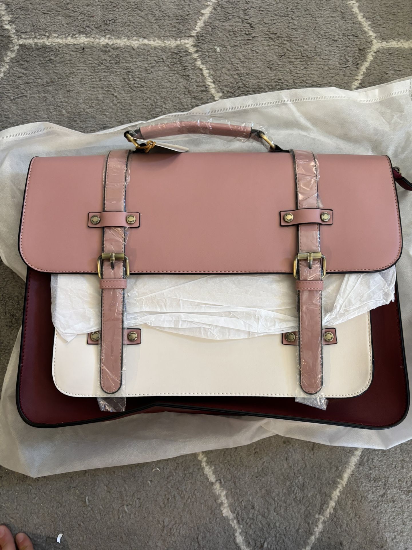 Mens Briefcase Bag Vintage Style Briefcase ECOSUSI Laptop Briefcase Bag For  Women Faux Leather Messenger Ipad