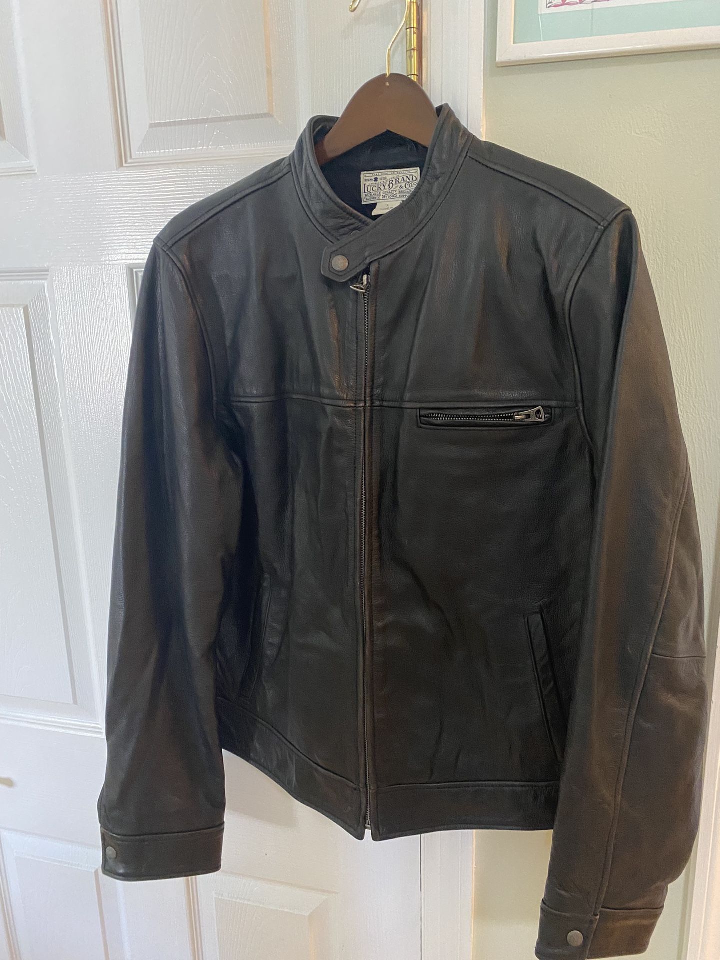Men’s Leather Motorcycle Jacket Size Large Lucky Brand
