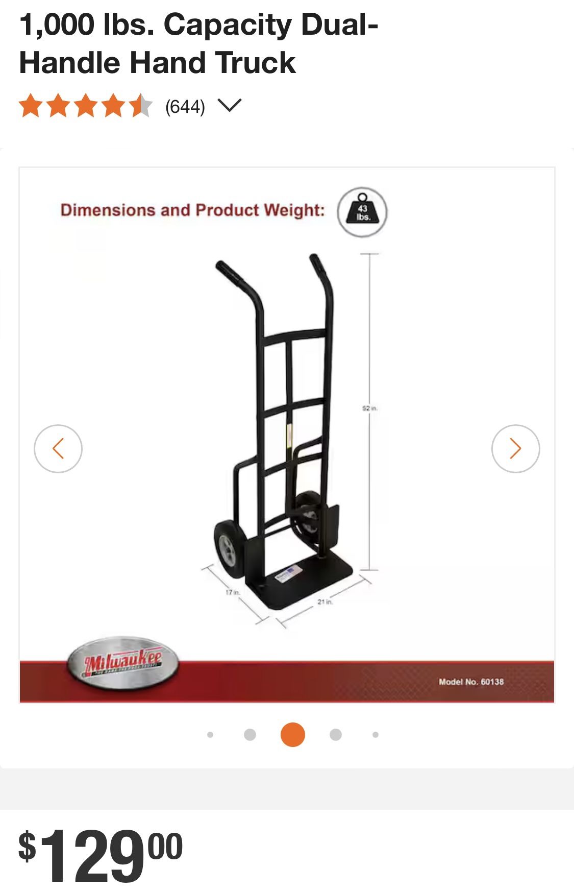 Milwaukee, 1000 pound handtruck
