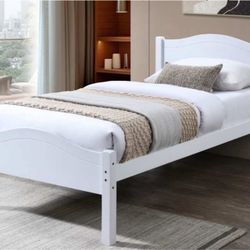 New! Chic White Solid Wood Twin Bed With Mattress! 
