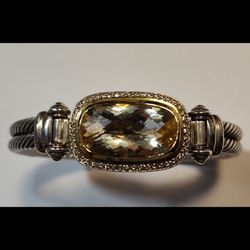 David Yurman Lemon Quartz 18k & Sterling Silver Bracelet 