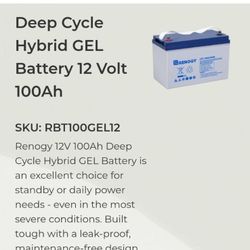 Deep Cycle Hybrid GEL Battery 12 Volt 100Ah Renogy
