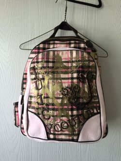 Juicy Couture Pink / Plaid Velour Backpack - NEW