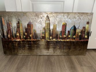 Painting of buildings, canvas wall art