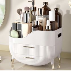 Makeup Organizer for Vanity, Large Capacity Skincare Cosmetic Organizer Countertop with 2 Drawers, Cosmetic Display Cases Makeup Storage Box for Bedro
