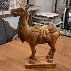 Vintage Large Ceramic Gold Double Hump Bactrian Camel- Sold At Expo For $129.95