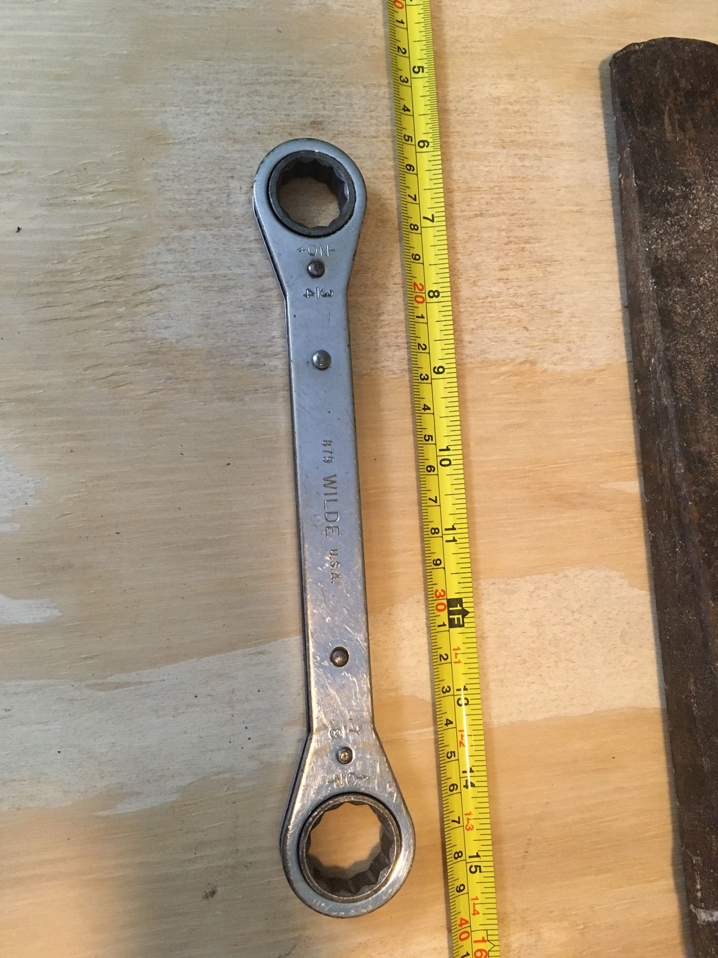 VINTAGE WILDE 879 3/4” X 7/8” 12 Point Ratcheting Box Wrench