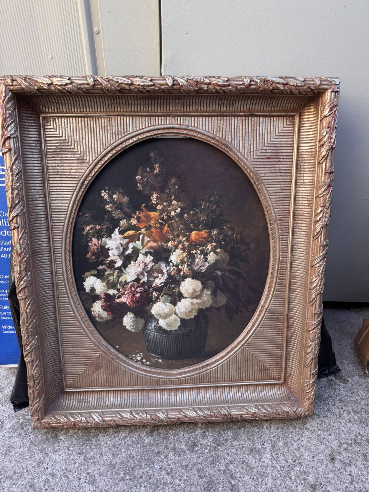 An ornate 19th-century Italian floral still life oil painting.