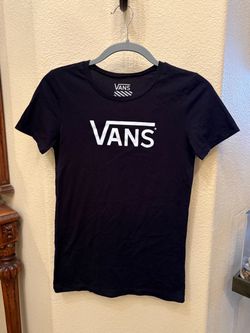 Vans Women Black Logo Tee Size Medium