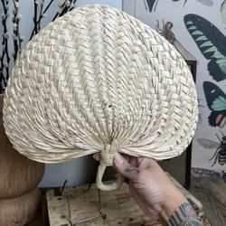 Handmade Natural Raffia Grass Hand Fan