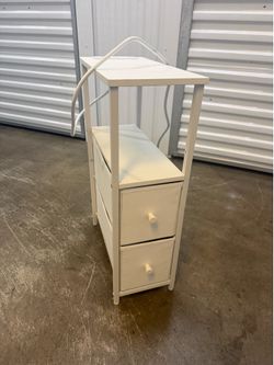 Narrow End Table, Side Table with Charging Station