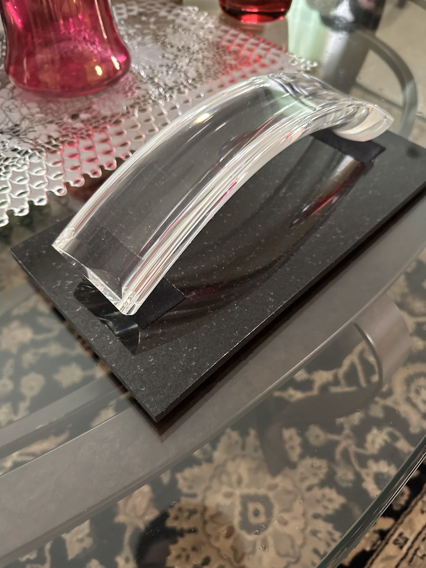 Steuben Crystal Robert Cassetti Signed Partners Gift Crystal Granite Sculpture