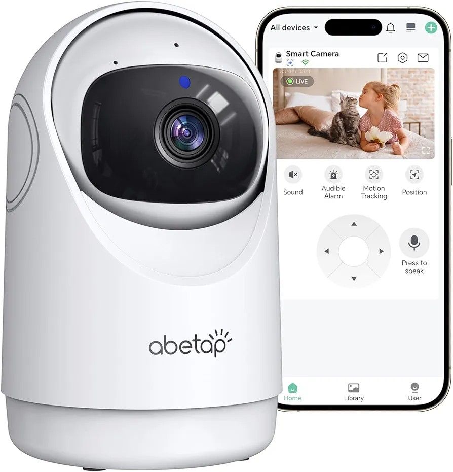 2024 Upgraded 2K Indoor Camera, 360° Cameras for Home Security with Clear IR Night Vision/Motion Detection/2-Way Talk, Pet Camera with Phone App, 1 Pa