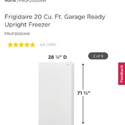 Frigidaire 20 Cu Ft garage Ready Upright Freezer