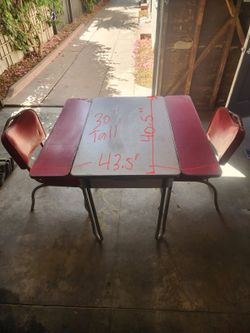 Vintage Retro Table & Chair Set Dinette with pop- up leaves