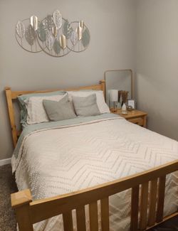 Queen size bed frame with 1 nightstand
