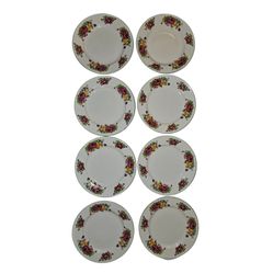 Set of 8 Rose Design Porcelain Dinner Plates