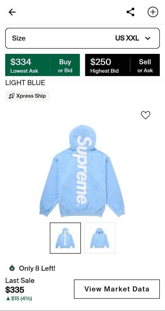 Supreme Satin Applique Hoody "UNC" Size XXL $350