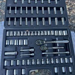 Stanley Racket Set, Sae, Metric, 3/8, 1/4 Drives 