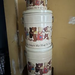 Vintage Tin Buckets Bears Set 1984 