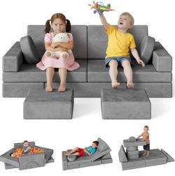 18Pcs Play Couch for Kids,Modular Kids Play Couch for Playroom Bedroom Living Room，Multifunctional Convertible Sofa for Boys & Girls