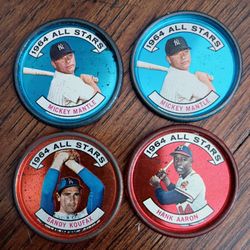 1964 Mickey Mantle, Hank Aaron, Sandy Koufax Coins / Tokens