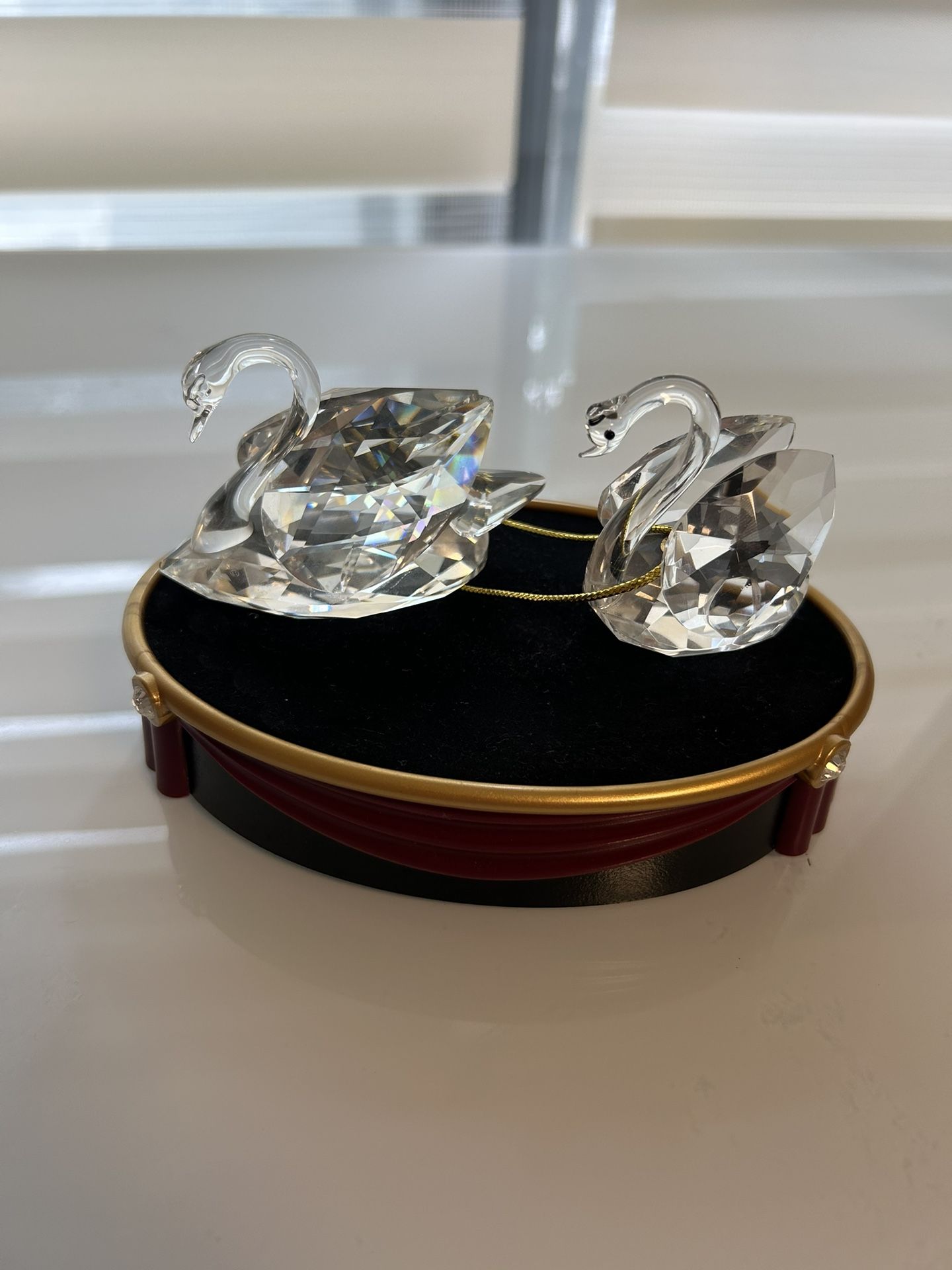 Crystal Swan Figurines – 1 Swarovski, 1 Unbranded