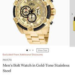 Bolt Men Invicta Gold Watch