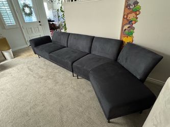Brand new black fabric sectional sofa (2 parts)