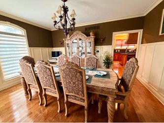 Dining Table Set with Dining Buffet and Hutch