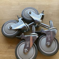 ULINE SET of 4 CASTERS  Zinc Plated Steel-Resists Rust-Great Condition-This Would Sell For Over 100.00 at The Store!!