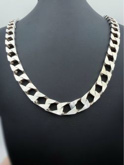 925 Italy Sterling Silver Men's Diamond cut Cuban link chain Necklace 30.75” 11mm