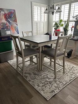 Grey and white counter table