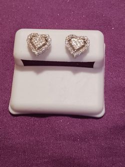 Sterling Silver 925 Moissanite  Heart Earrings 