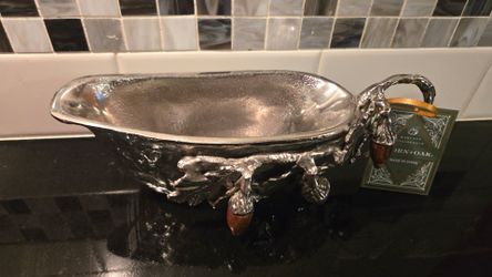 Mud Pie Acorn Metal Gravy Boat, Silver