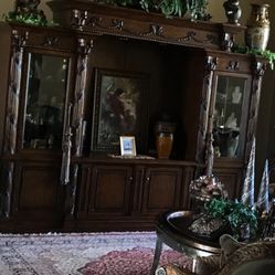 HUGE Solid Wood Ornate Entertainment Cabinet