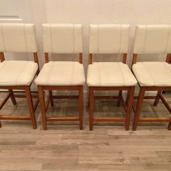 4 Luxury Leather Bar Stools, Super Comfortable 