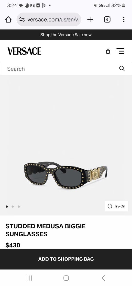 Versace Sunglasses Studded Medusa Biggie Sunglasses