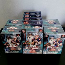 8 BOX LOT - 2025 TOPPS CHROME FOOTBALL NFL - 4 BLASTER VALUE BOXES & 4 HANGER BOXES - FACTORY SEALED