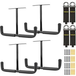 4 Set Overhead Garage Storage Rack, Heavy Duty Overhead Storage Double Hook