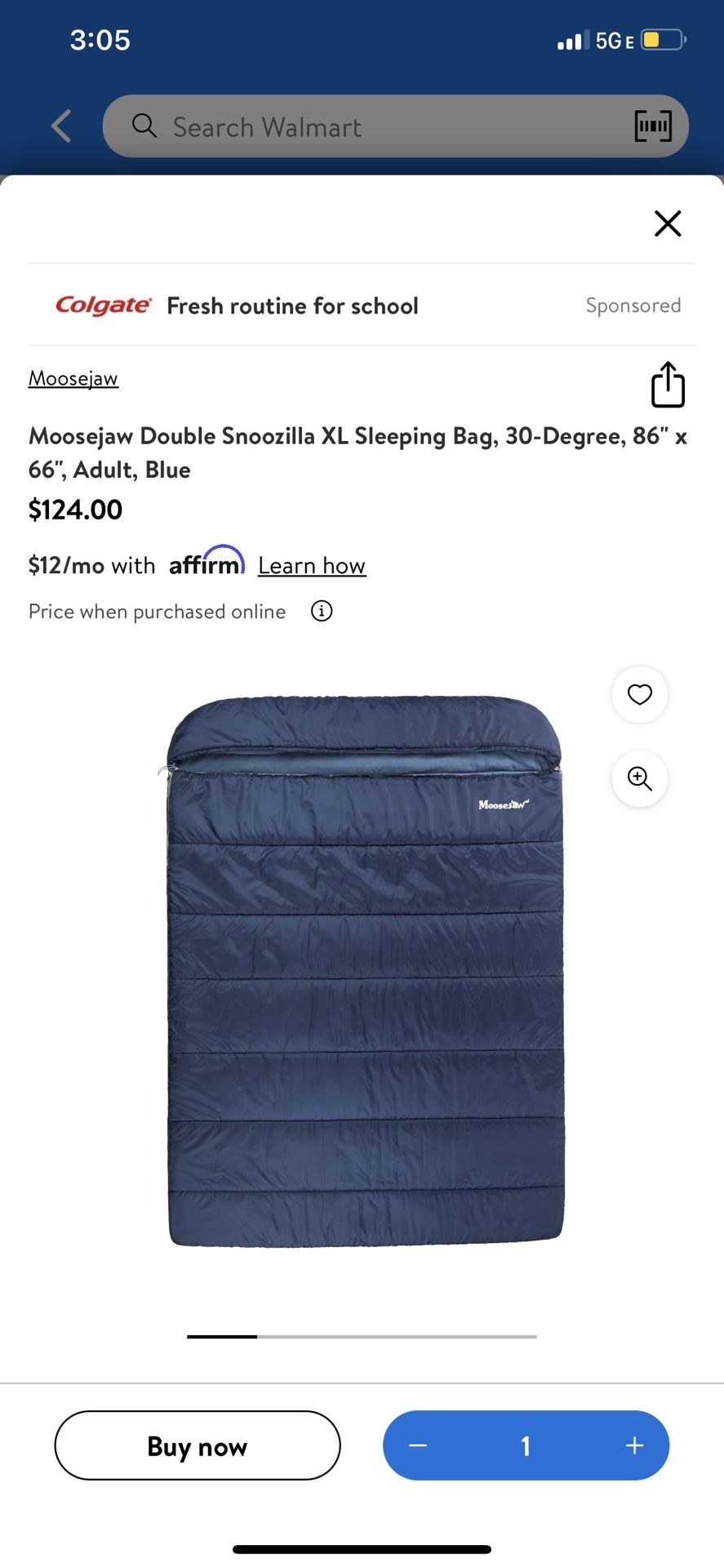 New Moosejaw Double Adult Sleeping Bag XL 30-degree