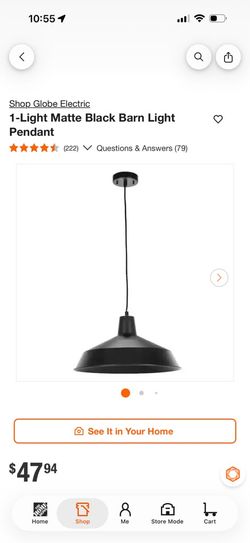 Matte black barn light pendant