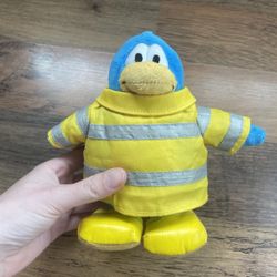 Disney Club Penguin Guitar Plush Toy Firefighter 10” RARE No Coin/No tag/No Hat