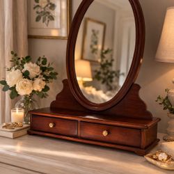 Beautiful Solid Wood Antique Vanity Mirror With Drawers