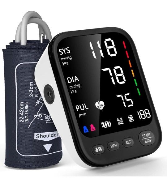 Blood Pressure Machine, Automatic Upper Arm Blood Pressure Monitor with 2x199 readout, 4.5 inch Backlit Large Screen Adjustable Large Cuff 9 to 17 inc